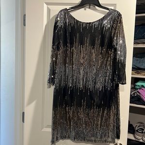 Sparkle dress with sleeves and scoop neck. Great for Vegas or the holidays!